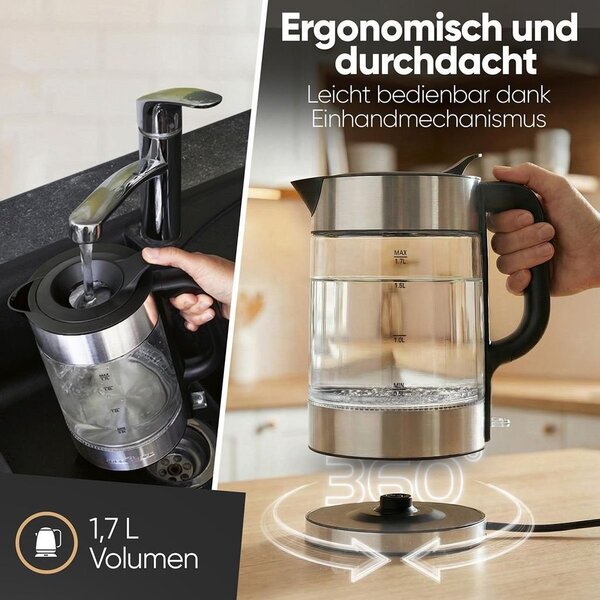 ProfiCook PC-WKS 1322 G Üveg Vízforraló 1,7L Inox LED