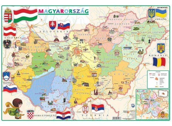 Stiefel 377181K kétoldalas könyökalátét "Gyerek Magyarország közigazgatása/domborzata" (VTK22)