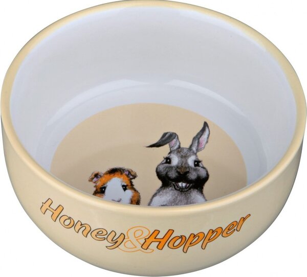 TRIXIE 60808 Honey&Hopper Kerámia Tál Tengeri/Nyúl 250 ml/11 cm Zöld/Fehér