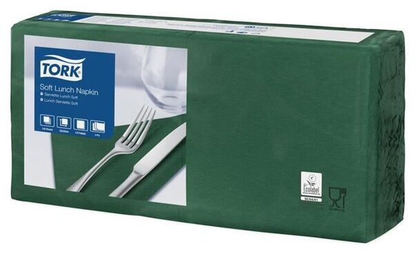 Tork Lunch szalvéta 3 rétegű 33x33cm (150 db/csomag) zöld (477413)