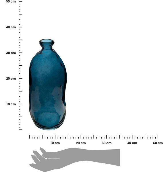 Botella De Vidrio Reciclado Azul A 35 Cm