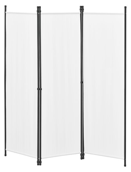 Paraván Huesca 3-paneles térelválasztó 6 tartólábbal acél/poliészter 171 x 150 cm fehér