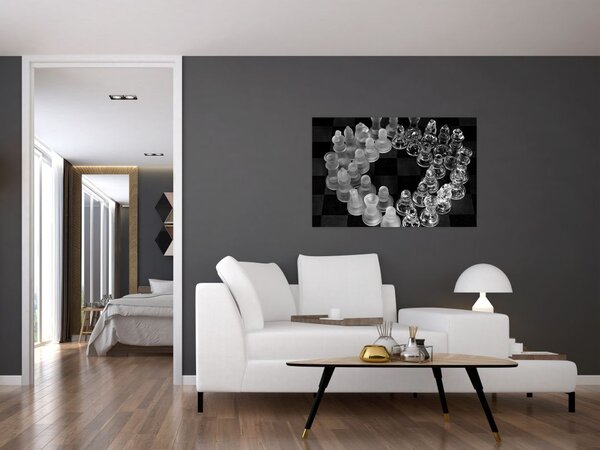 Kép - fekete-fehér sakk (90x60 cm)