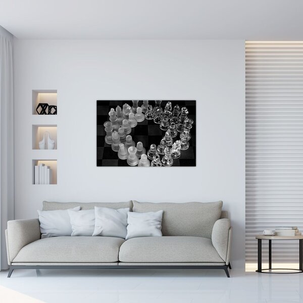 Kép - fekete-fehér sakk (90x60 cm)