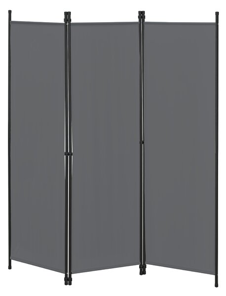 Paraván Huesca 3-paneles térelválasztó 6 tartólábbal acél/poliészter 171 x 150 cm sötétszürke