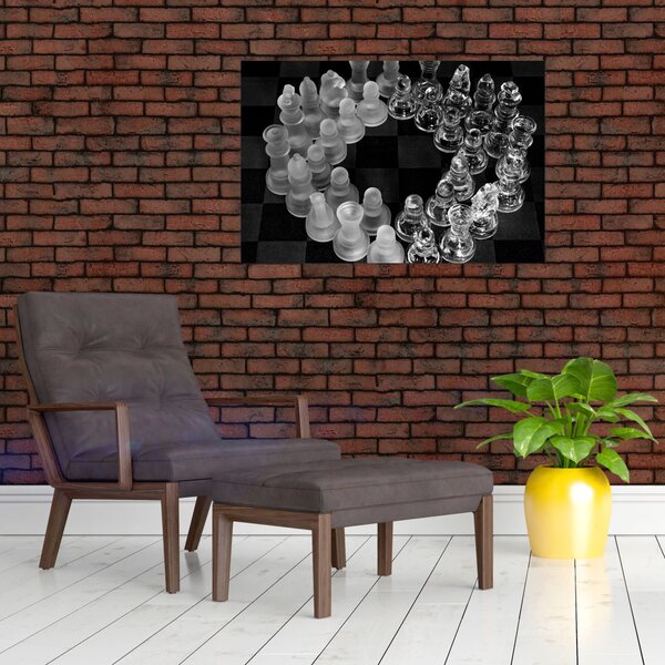 Kép - fekete-fehér sakk (90x60 cm)