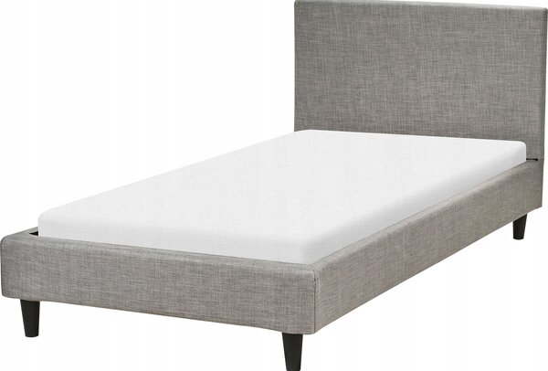 Cama Tapizada En Tela Gris Claro 90 X 200 Cm Marco De Listones Cabecero Estilo Contemporáneo Fitou - Gris