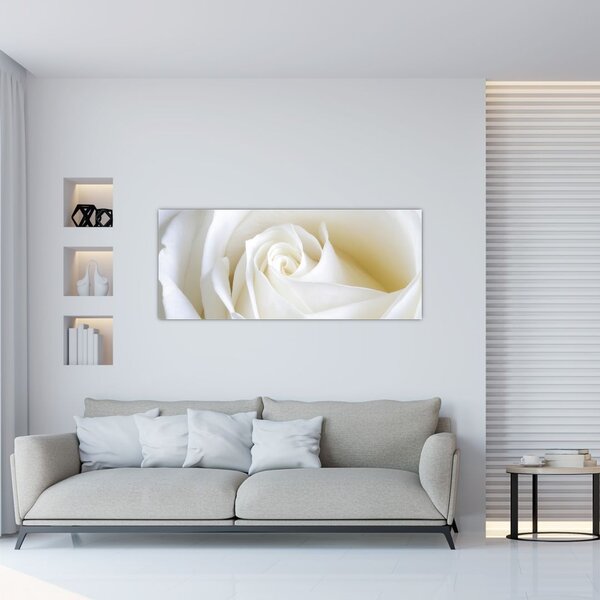 Egy fehér rózsa képe (120x50 cm)