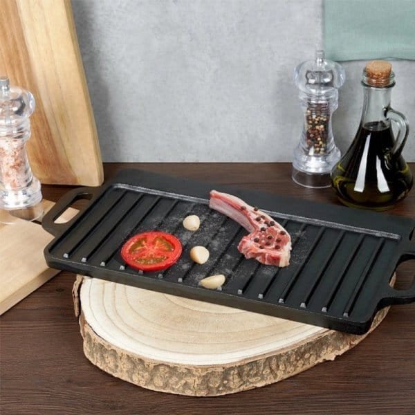 Kétoldalas Öntöttvas Grill-lap 40 x 20,5 cm