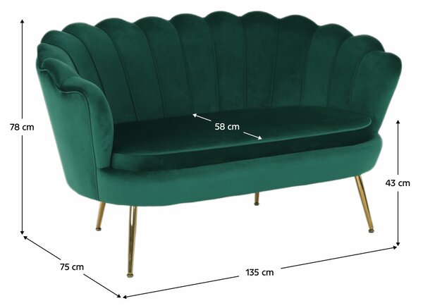 KONDELA Pad Art-deco stílusban, smaragd Velvet anyag/gold króm-arany, NOBLIN