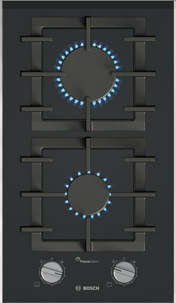 Serie 8, Domino főzőlap, gáz, 30 cm, Üvegkerámia, Fekete, PRB3A6I40