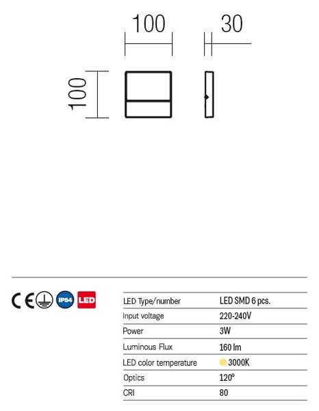 Even kültéri LED fali lámpa, fehér 10115
