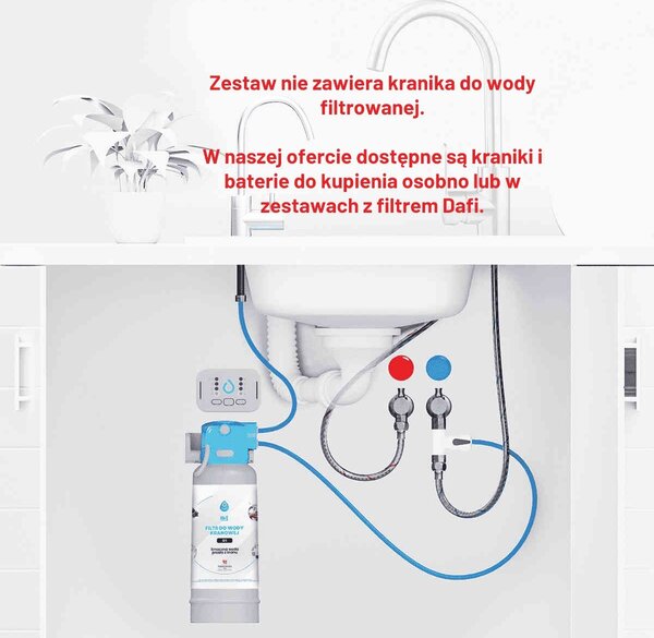 Mosogató alá szerelhető vízszűrő Dafi Flow Comfort D1 kezdő szett csaptelep