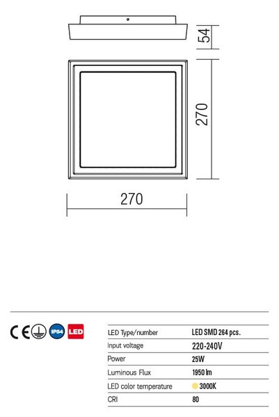 Bezel kültéri LED mennyezeti lámpa, fehér 10030