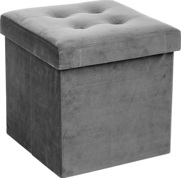 Atmosphera Adaline Grey Quilted Pouf 38x38 cm