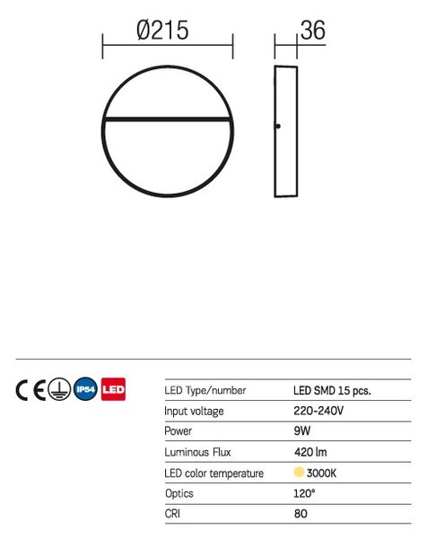 Even kültéri LED fali lámpa, antracit 10118