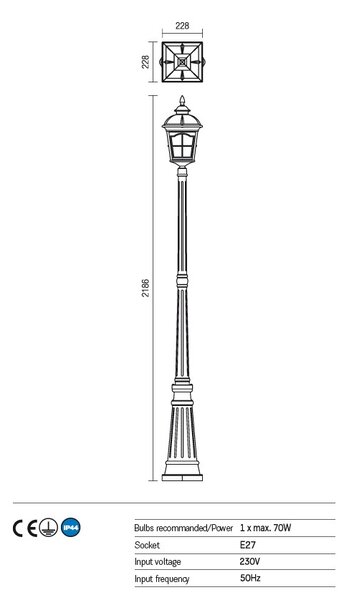 York kültéri kandeláber, matt fekete 10334