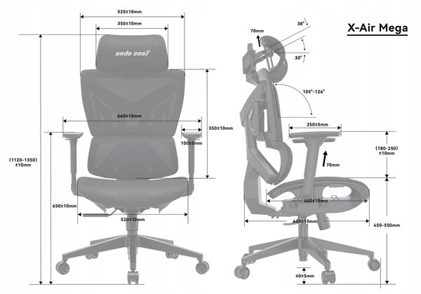 Anda Seat X-Air Mega Size XL Mesh Twilight Gamer Szék