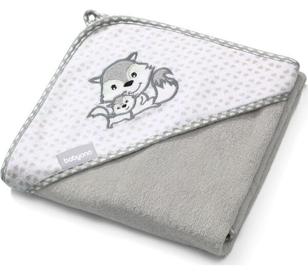 BabyOno bambusz törülköző kapucnival 100 × 100 cm - szürke