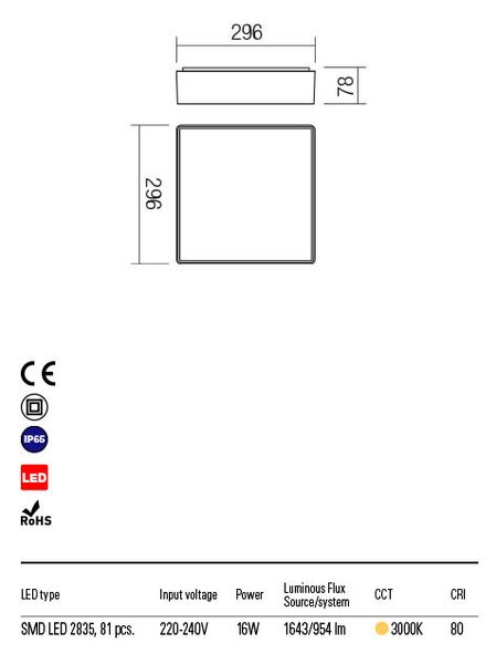 MARINA PL30 kültéri mennyezeti lámpa, modern, szürke