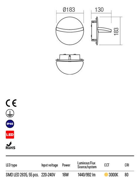 GIMBAL kültéri fali lámpa, modern, szürke