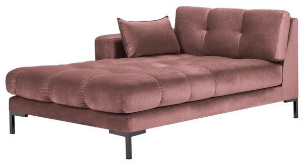 Rózsaszín bársony fotel MICADONI MAMAIA 185 cm, bal