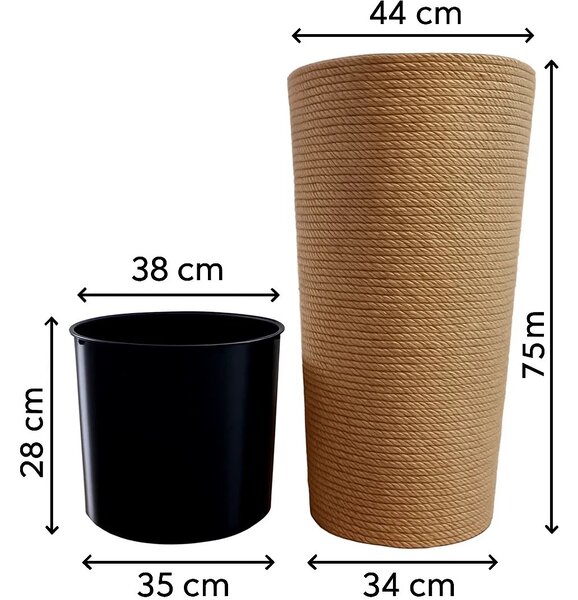 Adoni Jute flowerpot with insert, diameter 44cm, height 75cm (adoni75)