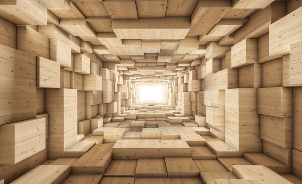 Fotótapéta - 3D fa alagút (152,5x104 cm)