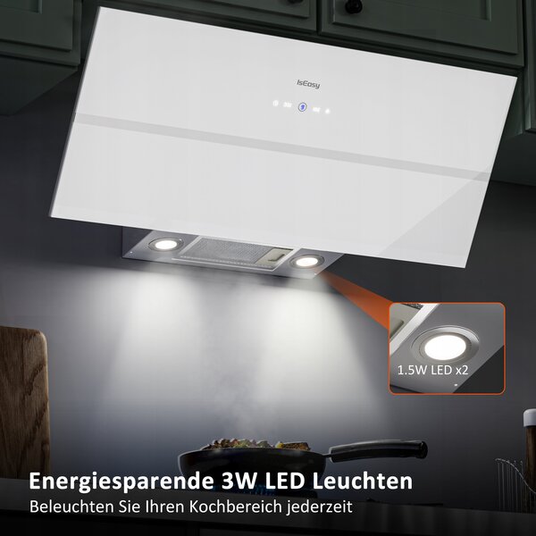 ISEASY Fali páraelszívó 90 cm ferde 45° A++ LED fehér TV1390D4-CC-I2