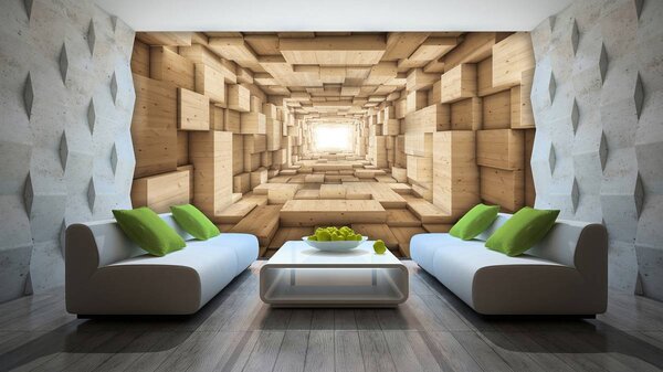 Fotótapéta - 3D fa alagút (152,5x104 cm)