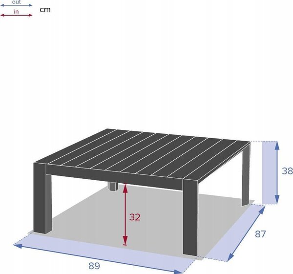 Mesa De Centro Cuadrada De Jardín "évasion" De Aluminio Con Revestimiento Epoxi