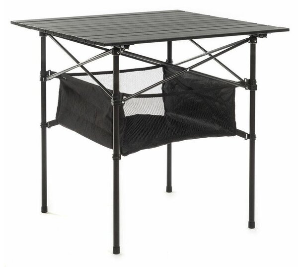 Mesa De Camping Plegable Con Cesta Y Funda Poliéster 70 X 70 Cm ["na"] - Innovagoods. Negro