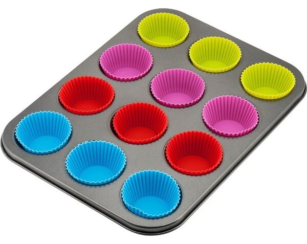Kinghoff KH-4188 Muffin Sütőforma Kivehető Szilikon Betéttel - 12 Darabos