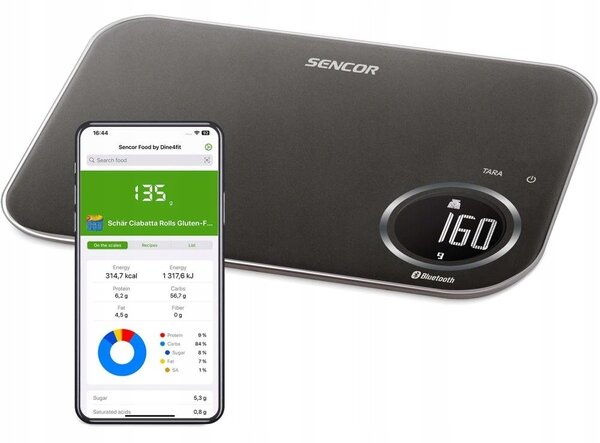Bluetooth-os elektronikus konyhai mérleg 8 kg-ig SENCOR SKS 7178BK