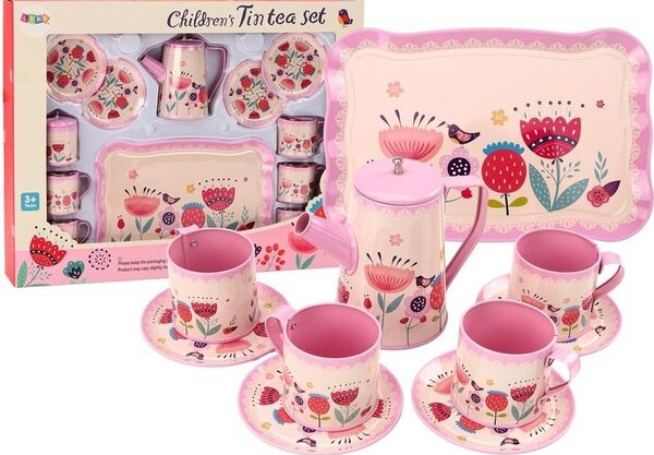 Kávés Teakészlet Csésze Vízforraló Tálca Pink Cafe 12 db. 18111