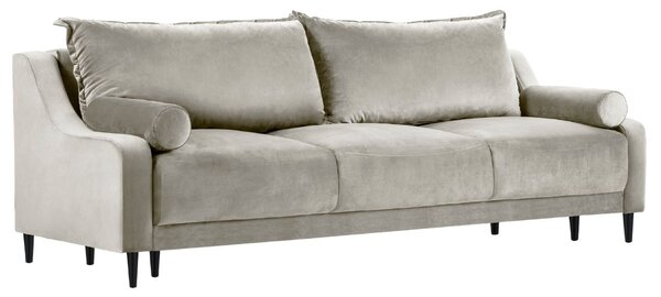 Bézs bársony háromszemélyes kanapéágy MICADONI RUTILE 215 cm