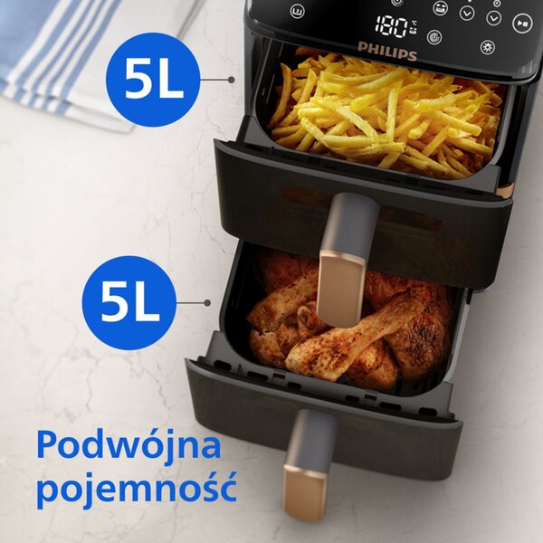 Philips 4000 series Dual Stack Airfryer Vertical Basket 10L Dupla Önálló készülék 2750 W Forrólevegős sütő Fekete
