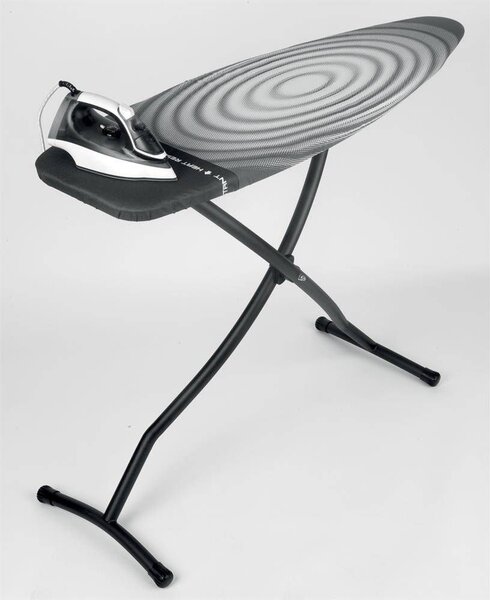 BRABANTIA Heat-Resistant Parking Zone vasalódeszka 1350x450mm - D méret. hőálló pihentető zóna. ülve vasaláshoz. D=35mm fekete váz. titán ovális huzat - 345647