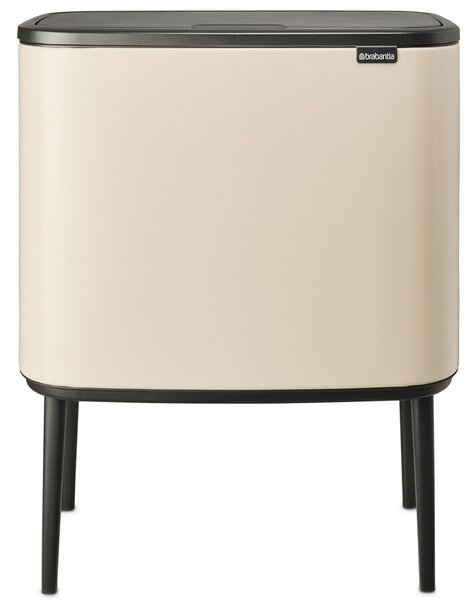 BRABANTIA Bo Touch Bin nyomófedeles hulladékgyűjtő magasított lábakon álló műanyag tartály 36L - R méret acél világos bézs - 201189