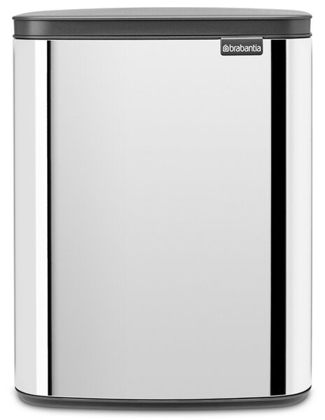 BRABANTIA Bo Waste Bin hulladékgyűjtő felnyitható Soft-Close fedéllel műanyag tartály 12L - C méret r.m. acél fényes - 230400