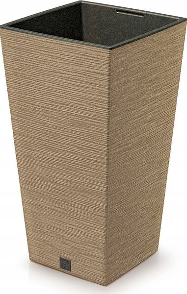 Virágcserép belső cseréppel Magas Dekoratív Edény, Prosperplast, ECO Wood Furu Square, DFSH300W, Naturo, 55 cm