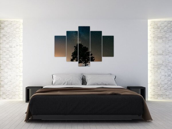 Egy éjszakai égbolt fákkal képe (150x105 cm)