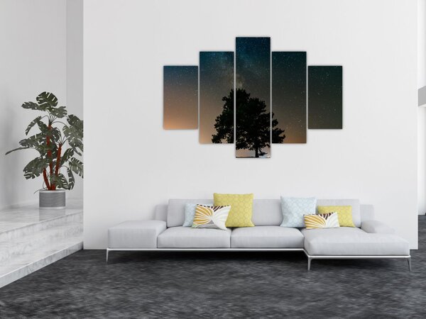 Egy éjszakai égbolt fákkal képe (150x105 cm)
