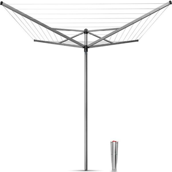Brabantia Rotary Topspinner kerti ruhaszárító 40m, UV-álló, forgatható, D=45mm, rögzítése földbe szúrható fém konzollal, metál szürke - 310744