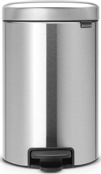 BRABANTIA NewIcon pedálos hulladékgyűjtő szagmentesen záródó Soft-Close fedél műanyag tartály 12L - X méret r.m. acél selyem - 113604