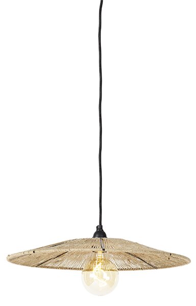 Landelijke hanglamp zwart met touw - Sacha