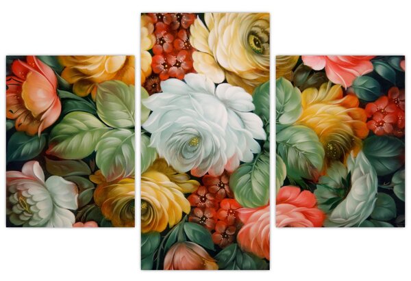A festett virágcsokor képe (90x60 cm)