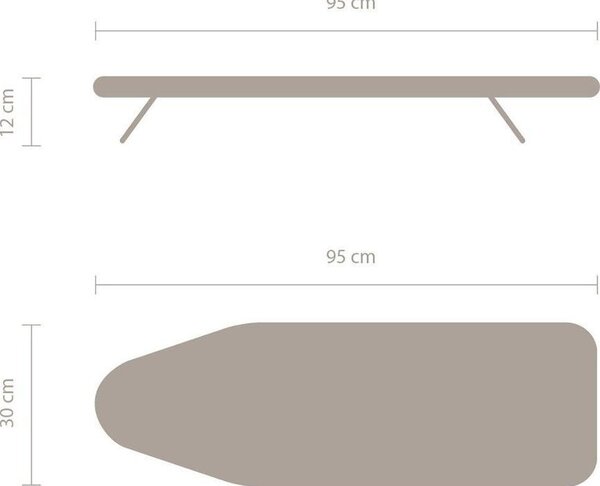 BRABANTIA Steam Iron Rest vasalódeszka 950x300mm - S méret. akasztóval. vasalótálca nélkül. D=22mm fehér váz. reggeli szellő huzat - 119743