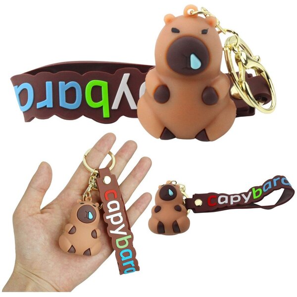 Kulcstartó Capybara Figura Barna Medál Karabiner Gyűrű- 26199