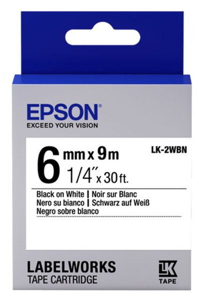 Epson LK-2WBN szalag 6mm / 9m - Fehér alapon fekete